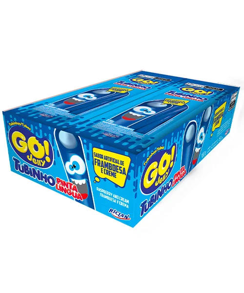 Bala Tubinho Go Jelly Pinta Língua Framboesa Riclan 15g – Caixa Com 12 Unidades