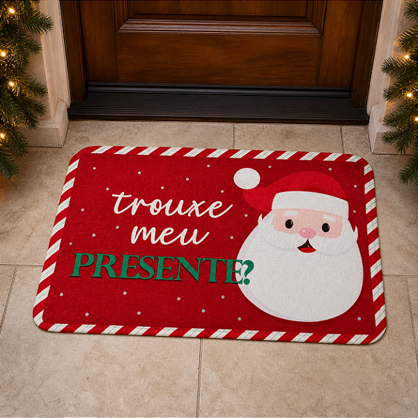 Tapete De Natal Noel 60x40cm Decorativo Divertido Poliéster