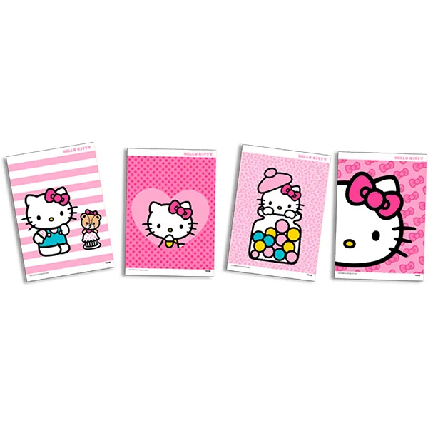Quadros Decorativos Festa Hello Kitty 31x21cm - 4 Unidades