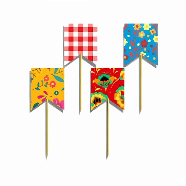Palito Bandeirinhas Junina 8cm – Kit com 12 Unidades