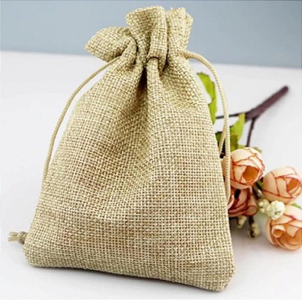 Sacos de Juta 17x13cm com Cordão – Kit com 10 Unidades