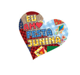 Enfeite De Mesa Em EVA Coração "Eu Amo Festa Junina" 15x15cm - Sortidos