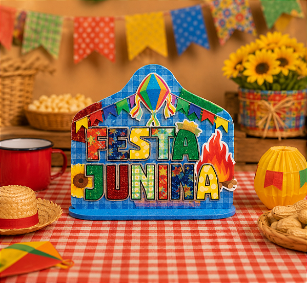 Enfeite De Mesa Em EVA "Festa Junina" 21x19cm