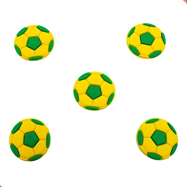Aplique Em EVA Com Glitter Bola De Futebol Brasil 6cm - 5 Unidades