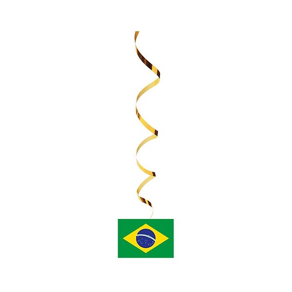 Bandeira Espiral Decorativa Do Brasil 40cm - 5 Unidades