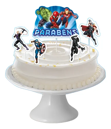 Topo para Bolo Festa Vingadores - 5 Unidades (1 maior e 4 menores)