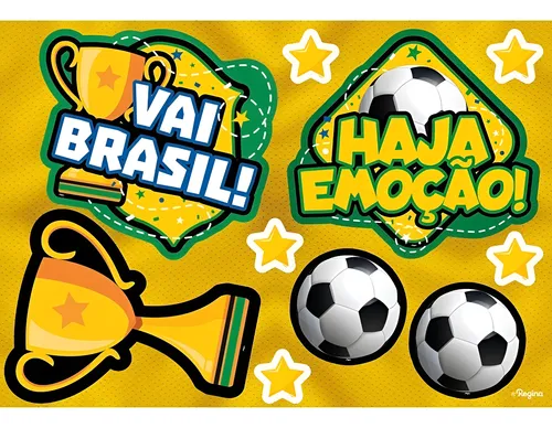 Kit Decorativo TV Futebol Brasil Copa do Mundo 65x50cm – Decoração de Festa
