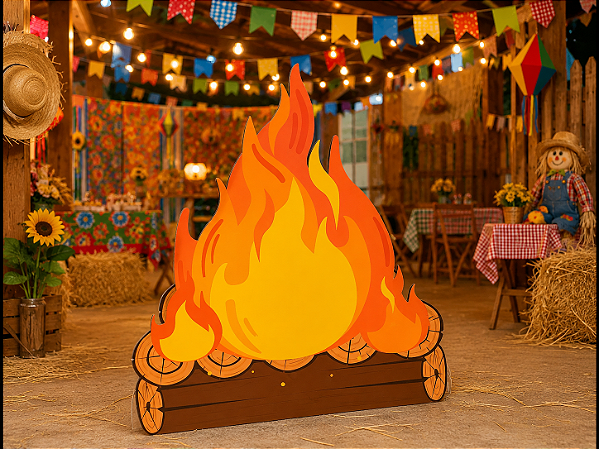 Fogueira de Chão Festa Junina 70x50cm – Decoração Arraiá
