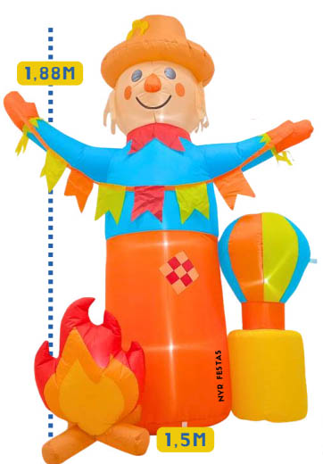 Inflável Boneco Junino 1,88m Bivolt com Bomba Automática – Decorativo Festa Junina