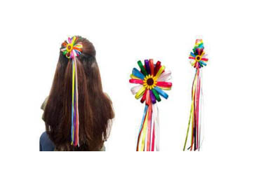 Prendedor de Cabelo Junino com Fitas 47cm Acessório Festa Junina - 1 Unidade