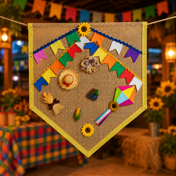 Bandeira Junina em Tecido 41x38cm Decoração Festa Junina