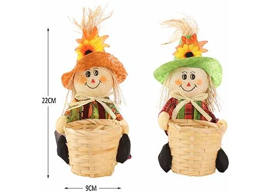 Enfeite Espantalho com Cesto Festa Junina 22x9cm – Decorativo Sortido - 1 Unidade
