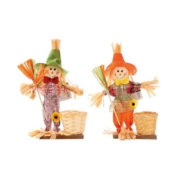 Enfeite Espantalho com Cesto 27x14cm - 1 Unidade
