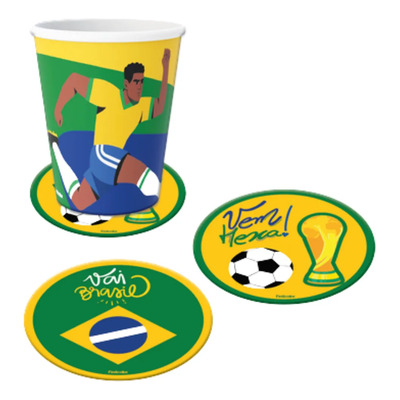 Porta Copos Brasil Copa do Mundo 2026 – 9cm com 8 Unidades