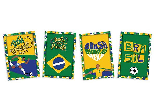 Quadros Decorativos Vai Brasil 31x21cm - 4 Unidades