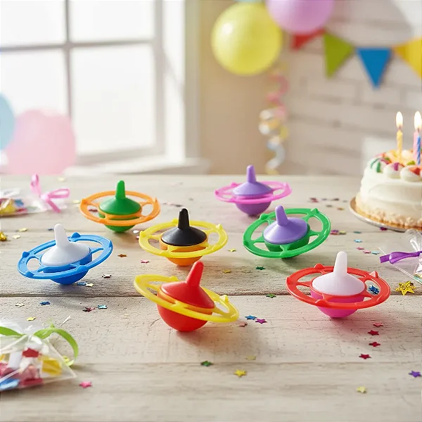 Pião Estrela da Galáxia Colorido 5cm – Brinquedo Infantil Sortido - 8 Unidades