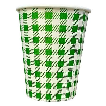 Copo De Papel Festa Junina Xadrez Verde 270ml - 10 Unidades