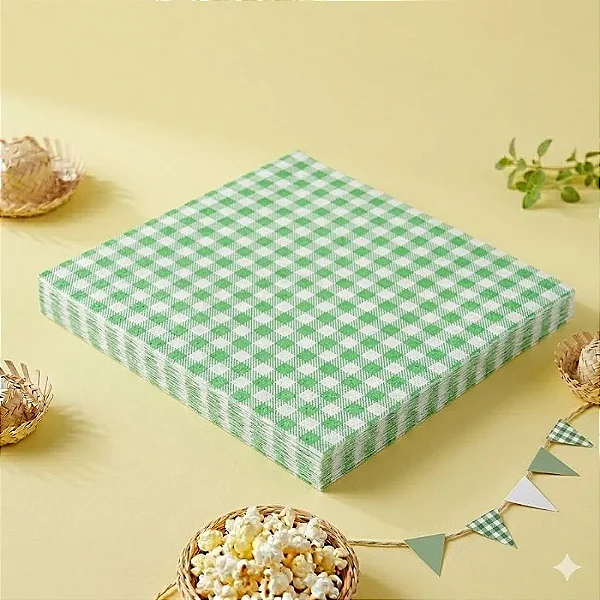 Guardanapo Xadrez Quadriculado Verde 25x25cm - 25 Unidades
