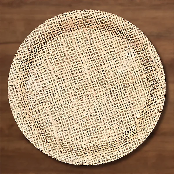 Prato de Papel Redondo Biodegradável Juta 18cm – Kit com 10 Unidades para Festa Junina