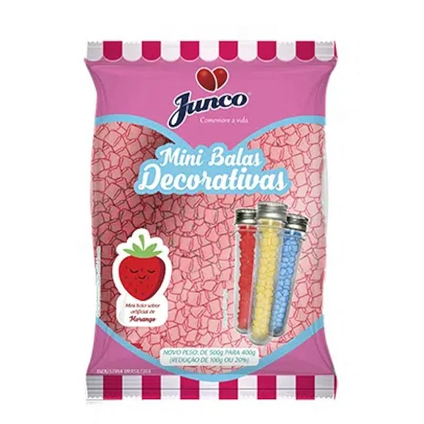 Mini Bala Decorativa Sabor Morango – Docinho para Festas e Lembrancinhas