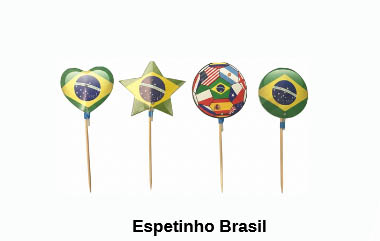Espetinhos Brasil 10cm – Kit com 10 Unidades para Petiscos e Decoração