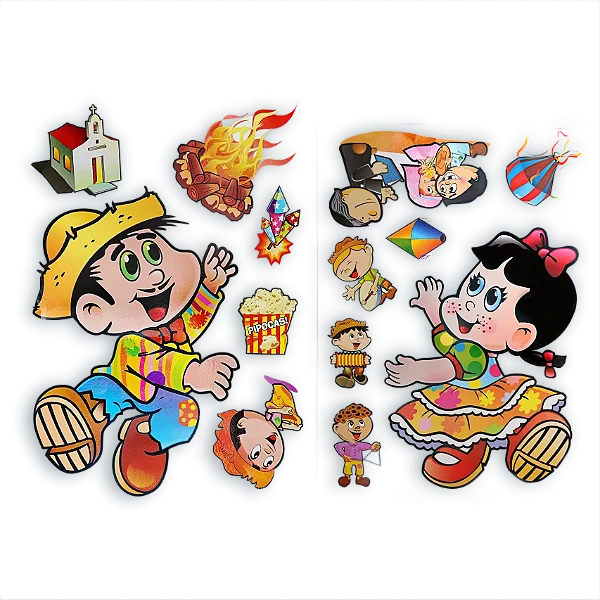 Kit Festa Junina Adesivo com 2 Cartelas – Decoração Temática