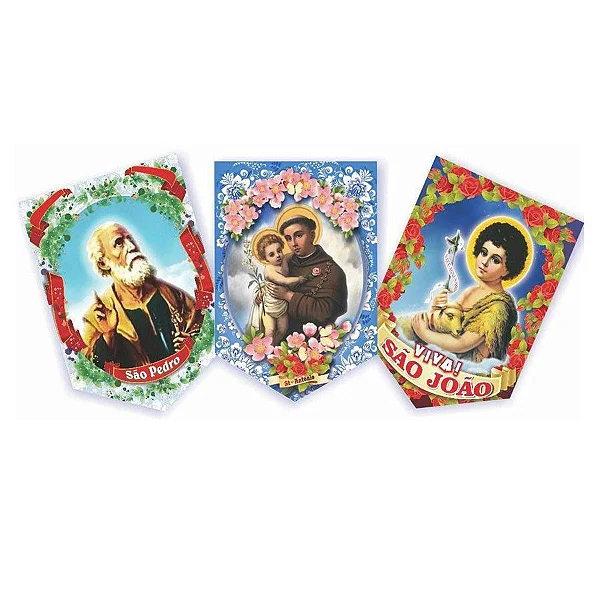 Kit Santo Festa Junina com 3 Plaquinhas 22x15,5cm – Decoração Junina