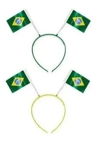 Tiaras Arco com Bandeira do Brasil – Kit com 10 Unidades Copa