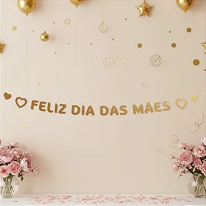 Faixa Decorativa Feliz Dia das Mães 2,40m – Decoração em Papel Cartão
