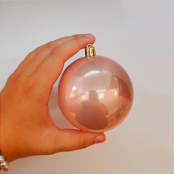Bola de Natal Perolada Rose Gold 7cm – Kit com 2 Unidades