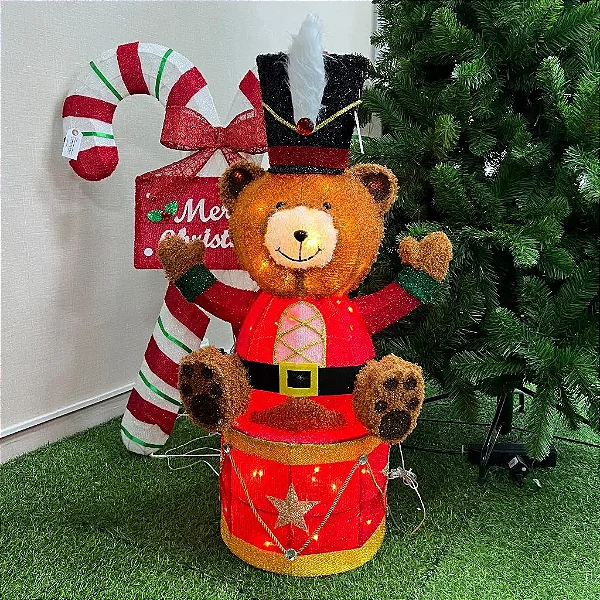 Urso Iluminado 3D com 50 LEDs Branco Quente – Decoração de Natal