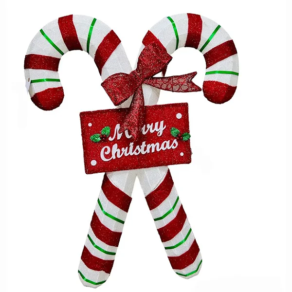 Bengala Iluminada 3D com 70 LEDs Branco Quente 100cm – Decoração de Natal