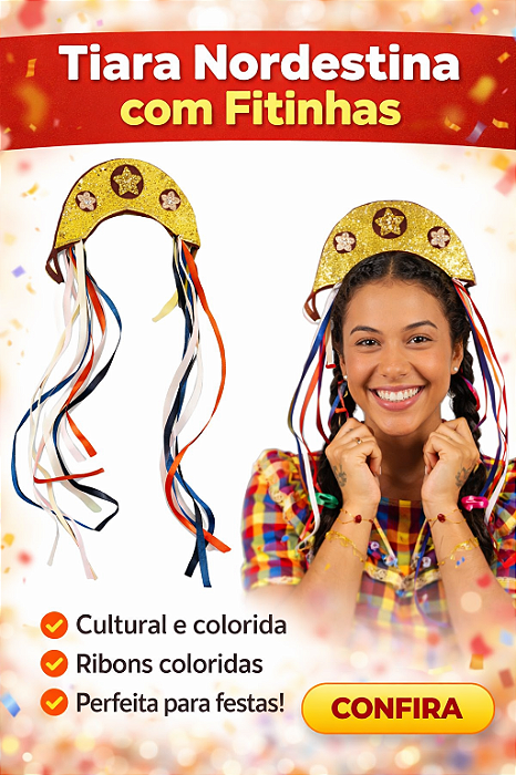 Tiara Nordestina Junina com Fitinhas Coloridas - 1 Unidade