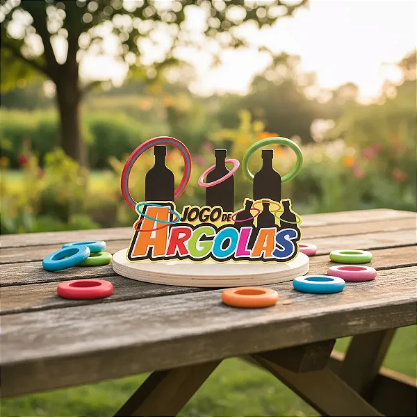 Placa Decorativa Sinalização Barraca Jogo de Argolas - 48x24cm