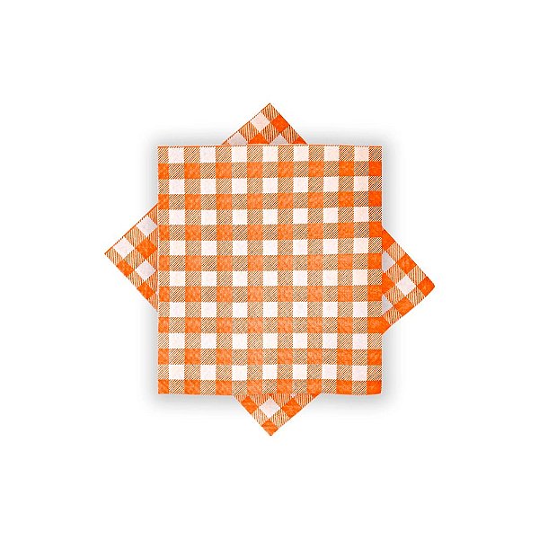 Guardanapo Xadrez Quadriculado Laranja 33x33cm - 20 Unidades