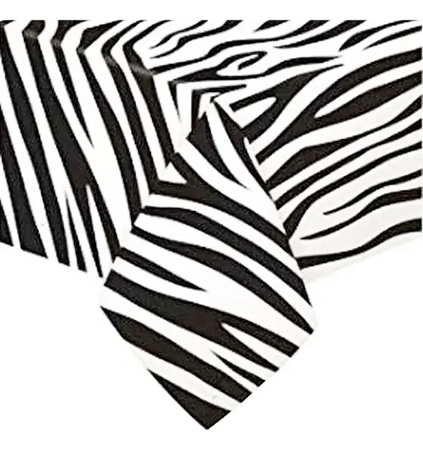 Toalha De Mesa Plástica Metalizada Zebra - 137x183 cm