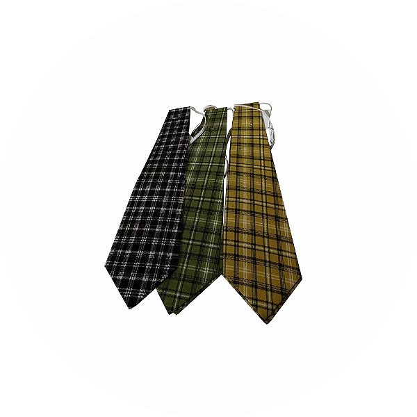 Gravata Xadrez Tecido Adulto 35cm – Cores Sortidas - 1 Unidade