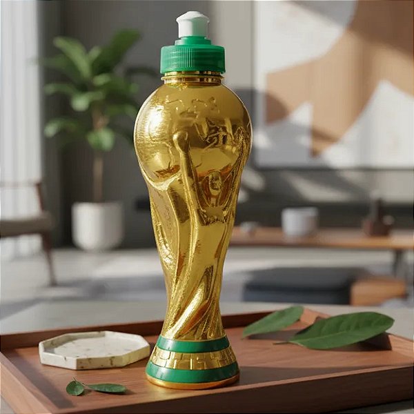 Garrafinha Squeeze Copa do Mundo 400ml Metalizada – Modelo Troféu
