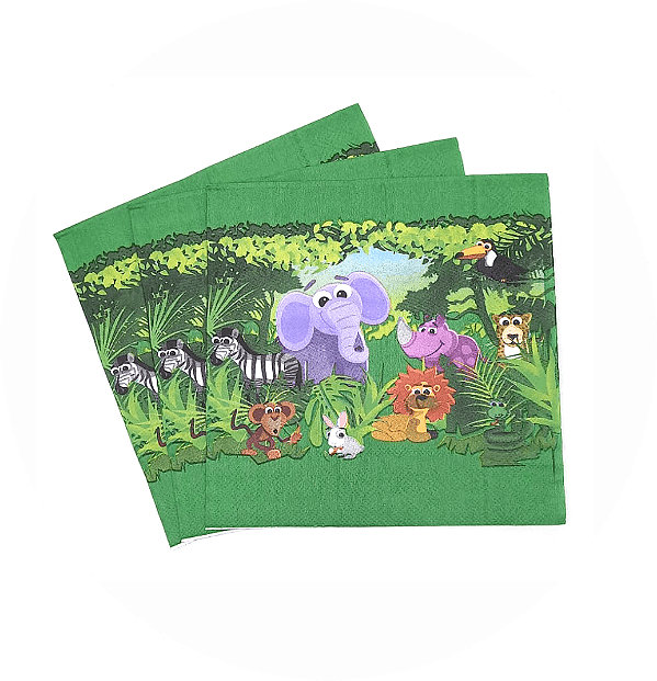 Guardanapo de Papel Bichos da Selva 33x33cm – 20 Unidades