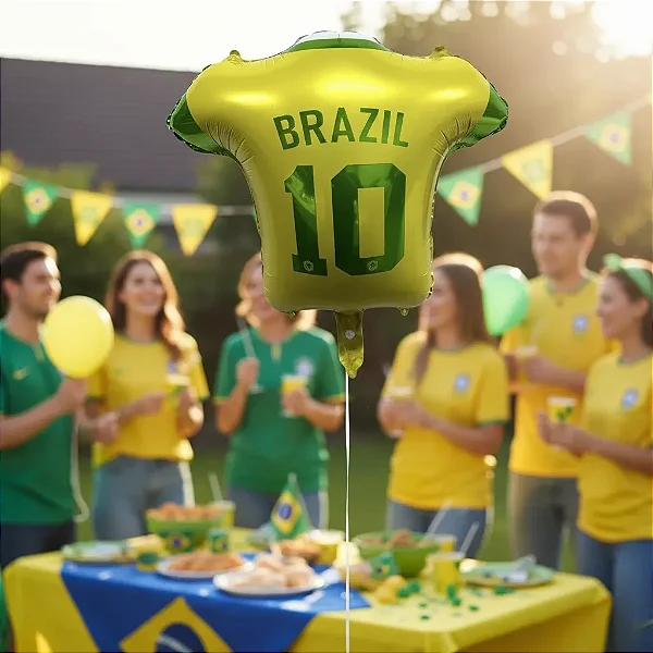 Balão Metalizado Camisa Brasil 58cm – Flutua com Gás Hélio