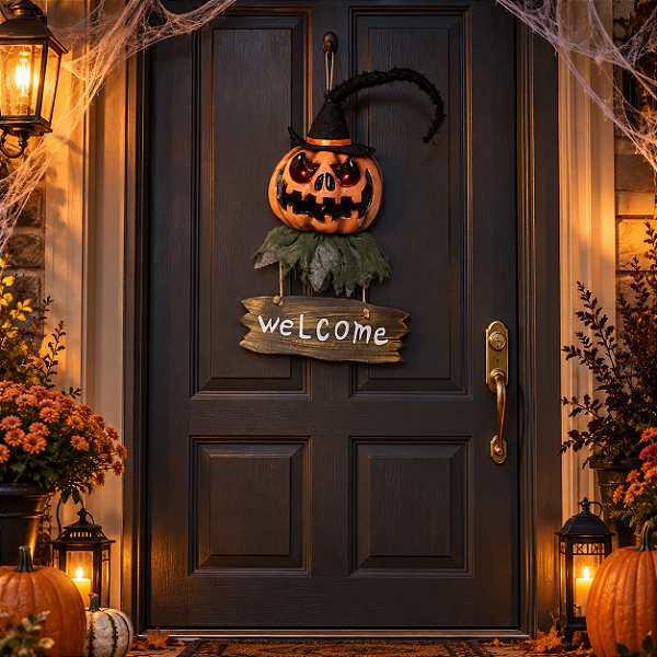Placa para Porta Abóbora “Welcome” 60cm