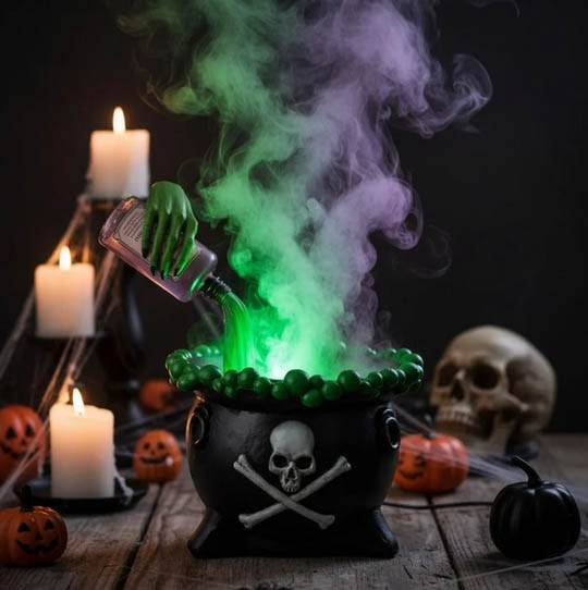 Caldeirão Feitiços Halloween com Luz, Som e Fumaça 44x31cm