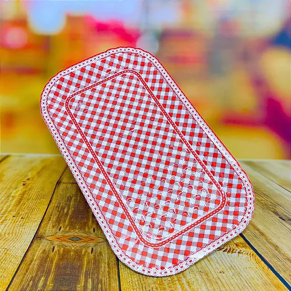 Bandeja Xadrez Vermelho Festa Junina 20x33cm