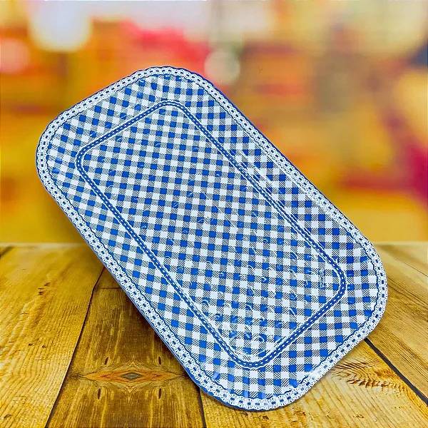 Bandeja Xadrez Azul Festa Junina 20x33cm