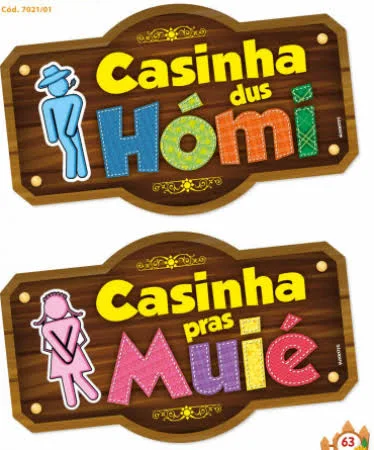 Placas Divertidas para Banheiro Festa Junina - 2 Unidade (Hómi & Muié)
