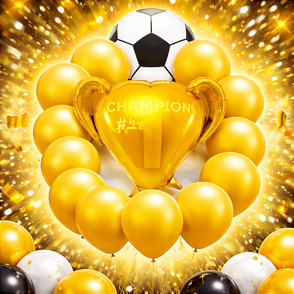 Buquê de Balões Futebol 14 Peças (Flutua com Gás Hélio)