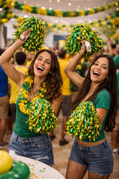 Pompom Metalizado Do Brasil Lider De Torcida Copa - 1 par