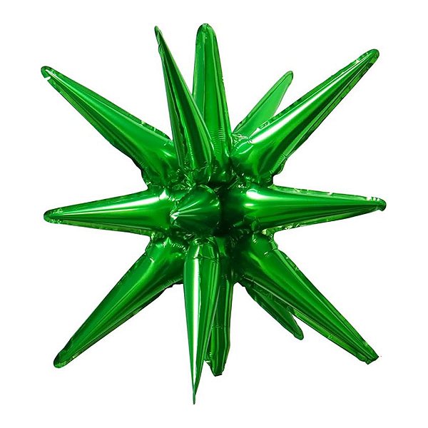 Balão Metalizado Sputnik Verde 27” (70cm) – 13 Pontas Decorativo