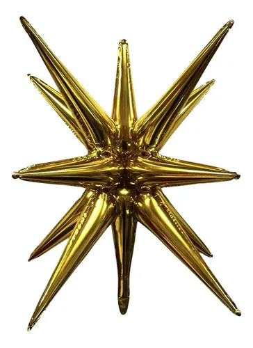 Balão Metalizado Sputnik Dourado 27” (70cm) – 13 Pontas Decorativo
