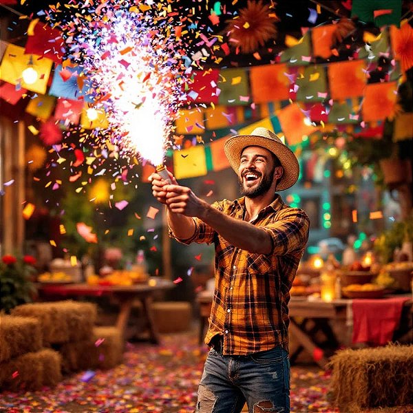 Lança Confetes Bandeirinhas Coloridas Festa Junina – Alcance de até 8 Metros
